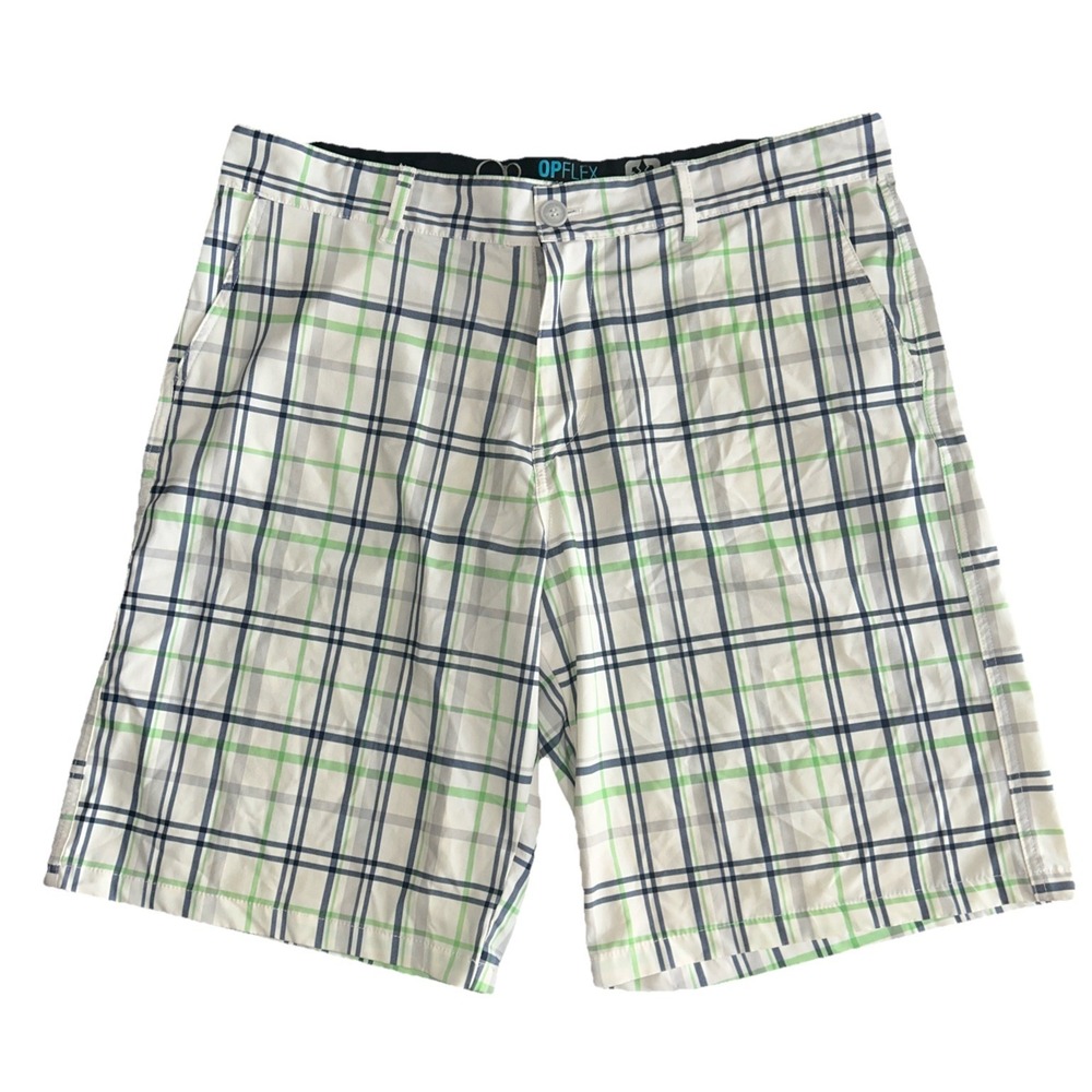 OP OPFLEX 4 Way Stretch Men's Golf Shorts Size 36 White Green Navy